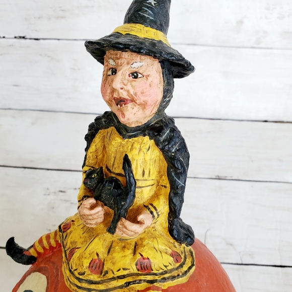 Dept 56 Poliwoggs halloween vintage inspired american folk art witch pumpkin JOL - Picture 9 of 12